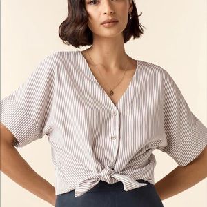 Vetta Girlfriend Shirt - XS Gray Stripe